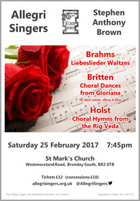 Allegri February 2017 Concert Poster