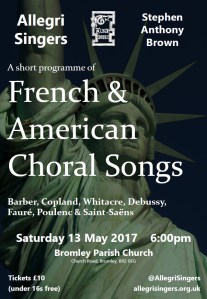 Allegri Singers - 13th May - French and American